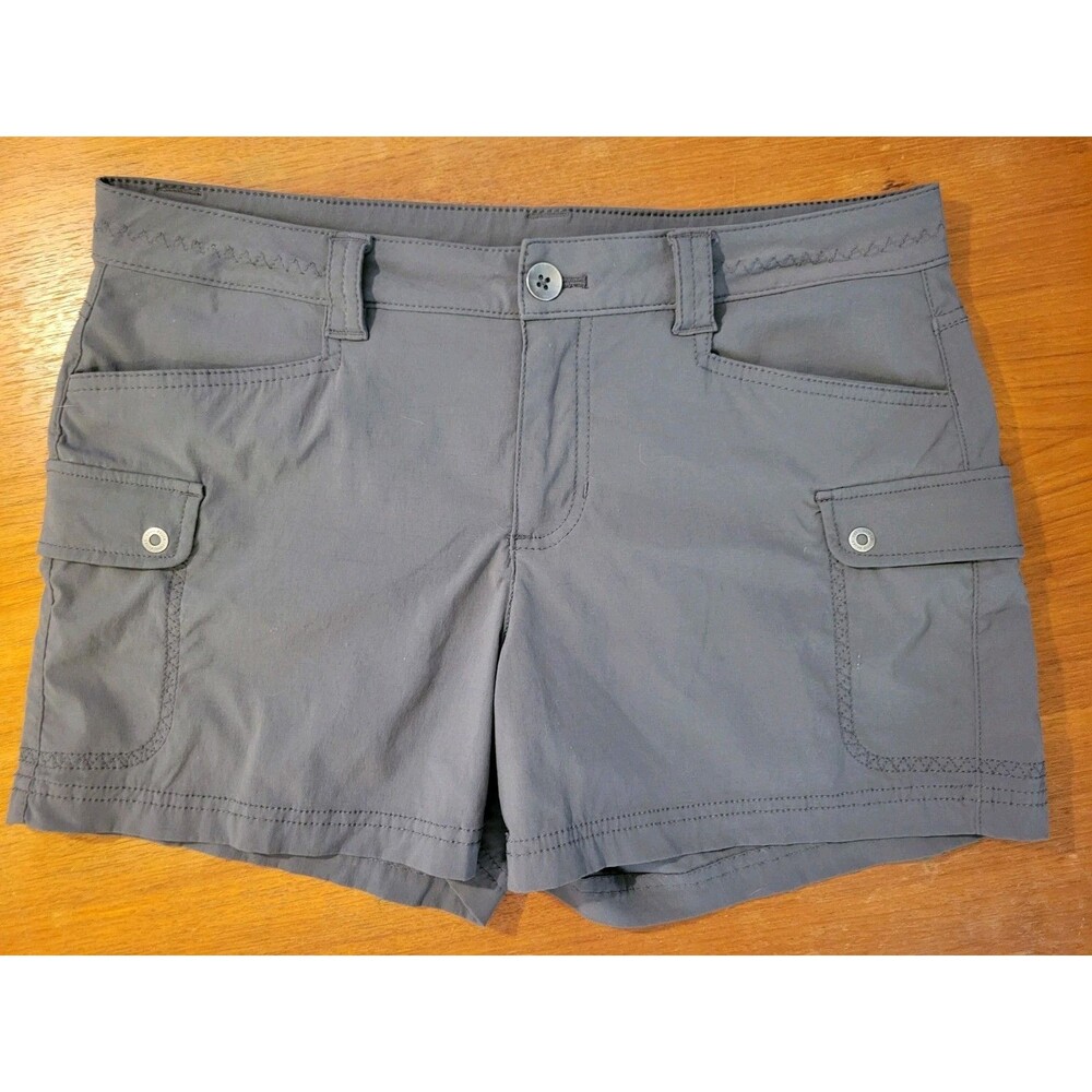 Eddie Bauer Shorts Womens 8 Gray Cargo Nylon Quick Dry Hiking Outdoor Travel